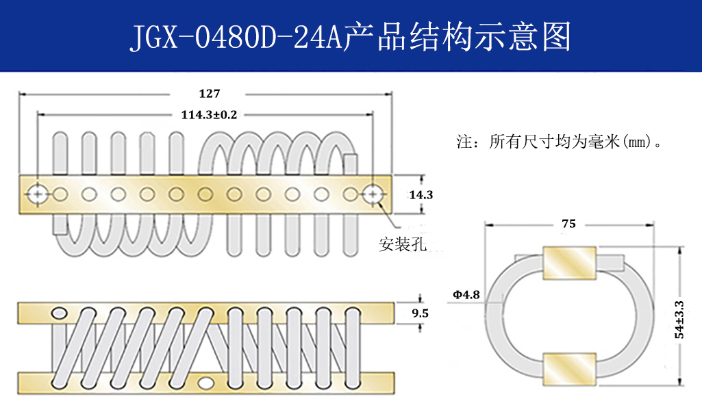 JGX-0480D-24A多應用鋼絲繩隔振器結構